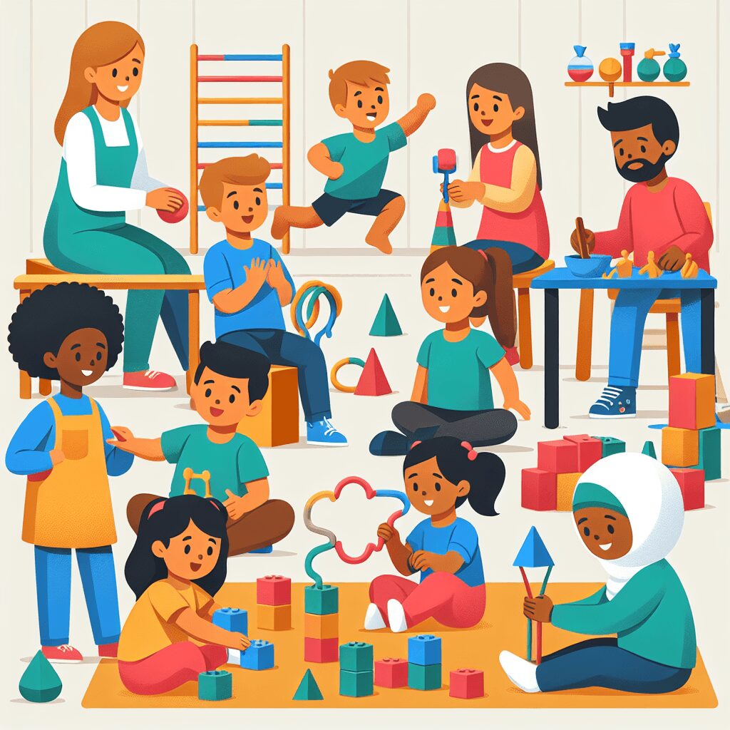 kids occupational therapy flat illustration style