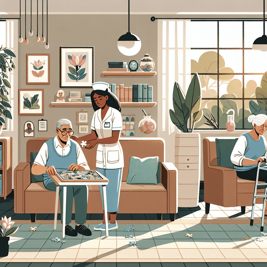 Dementia care flat illustration style