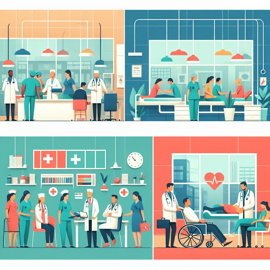 hospital clinic rehab flat illustration style