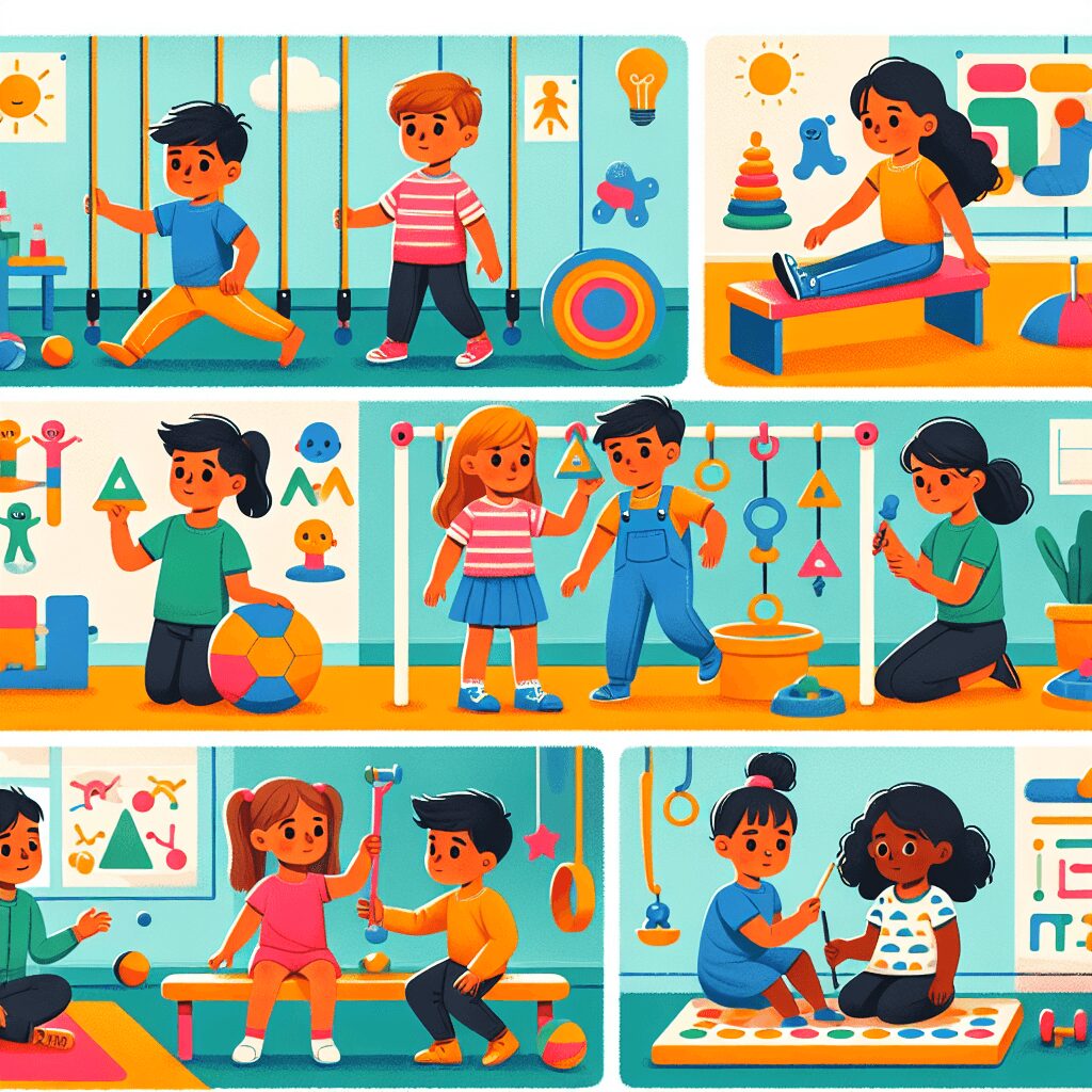 Pediatric Occupational Therapy Techniques flat illustration style