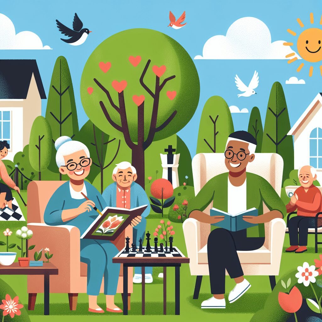 Elder care flat illustration style