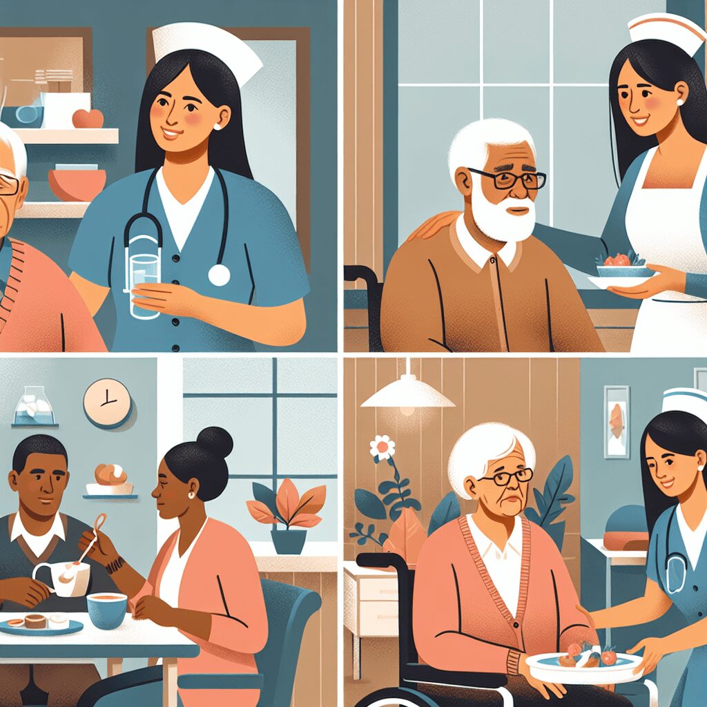 Skilled nursing home -> Personalized care flat illustration style