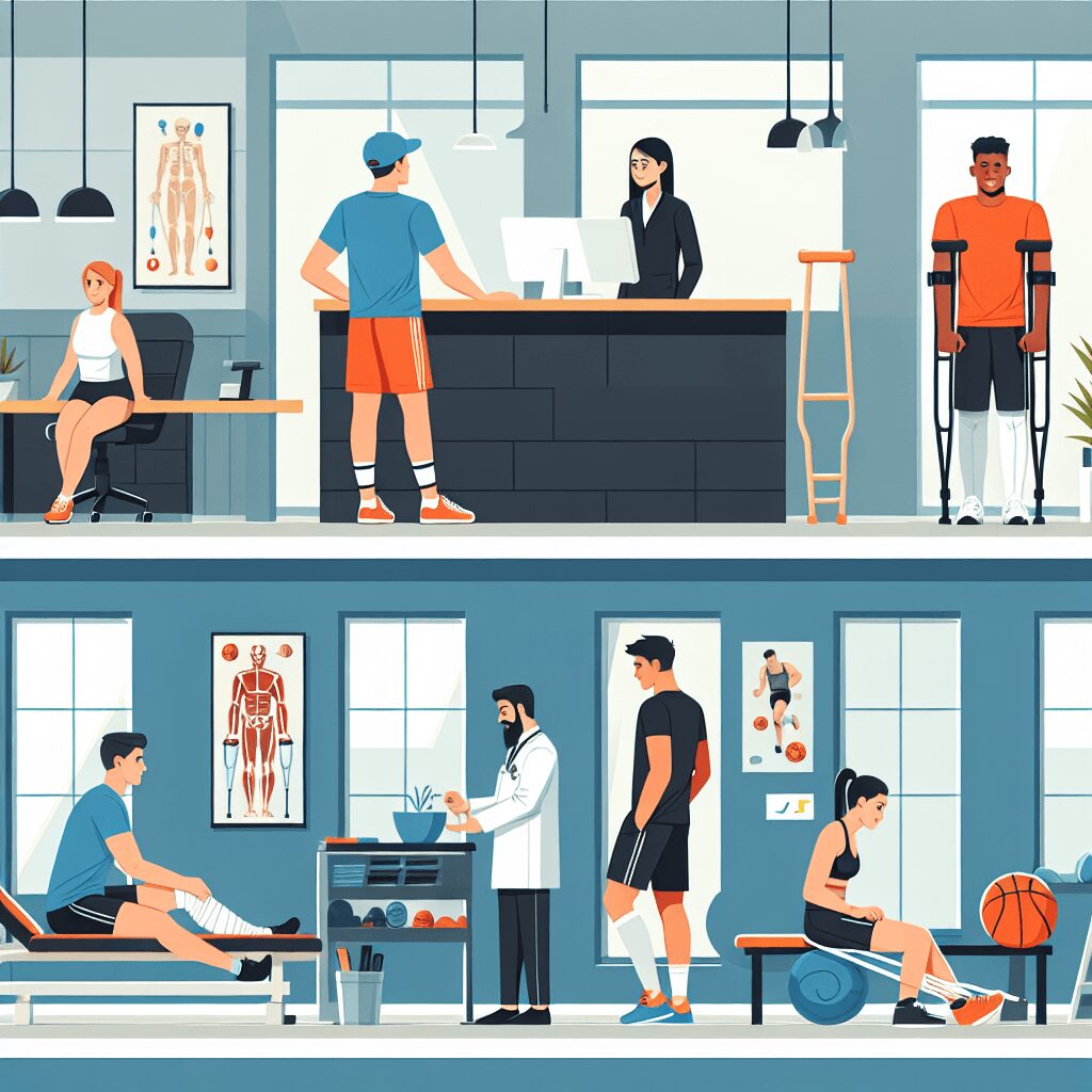sports injury clinic flat illustration style