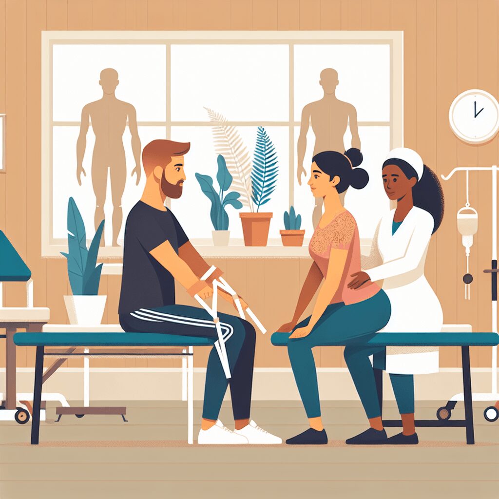 Rehab facility -> Healing routines flat illustration style