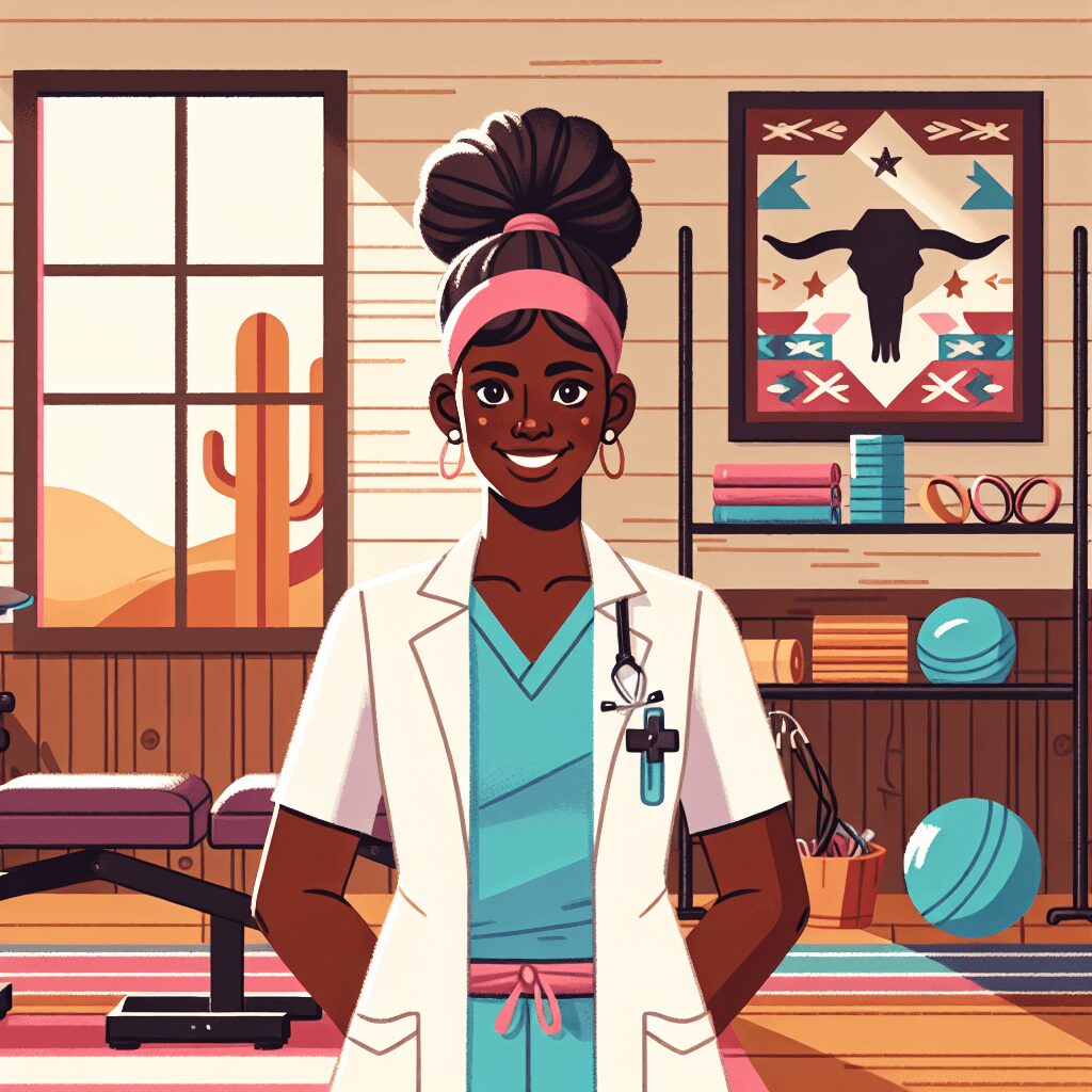 Texas physical therapist flat illustration style