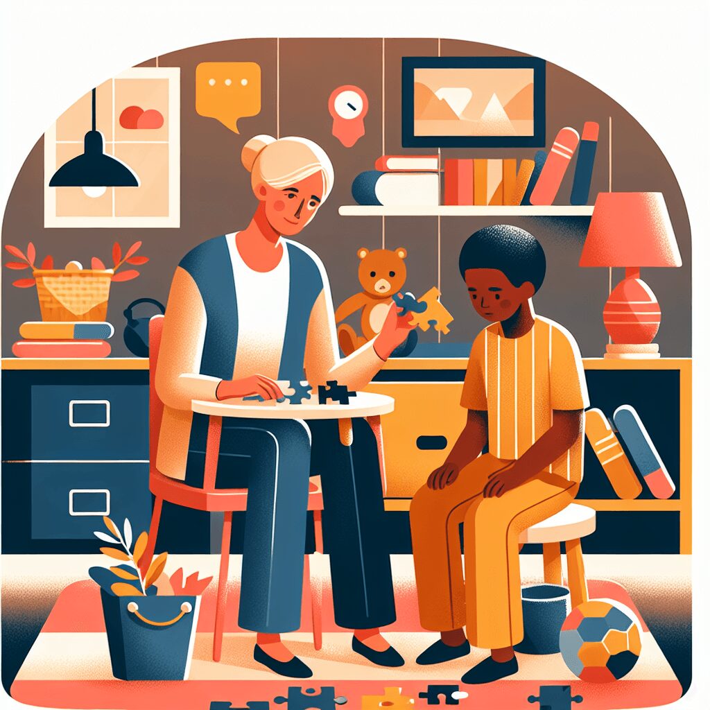 Autism therapy flat illustration style